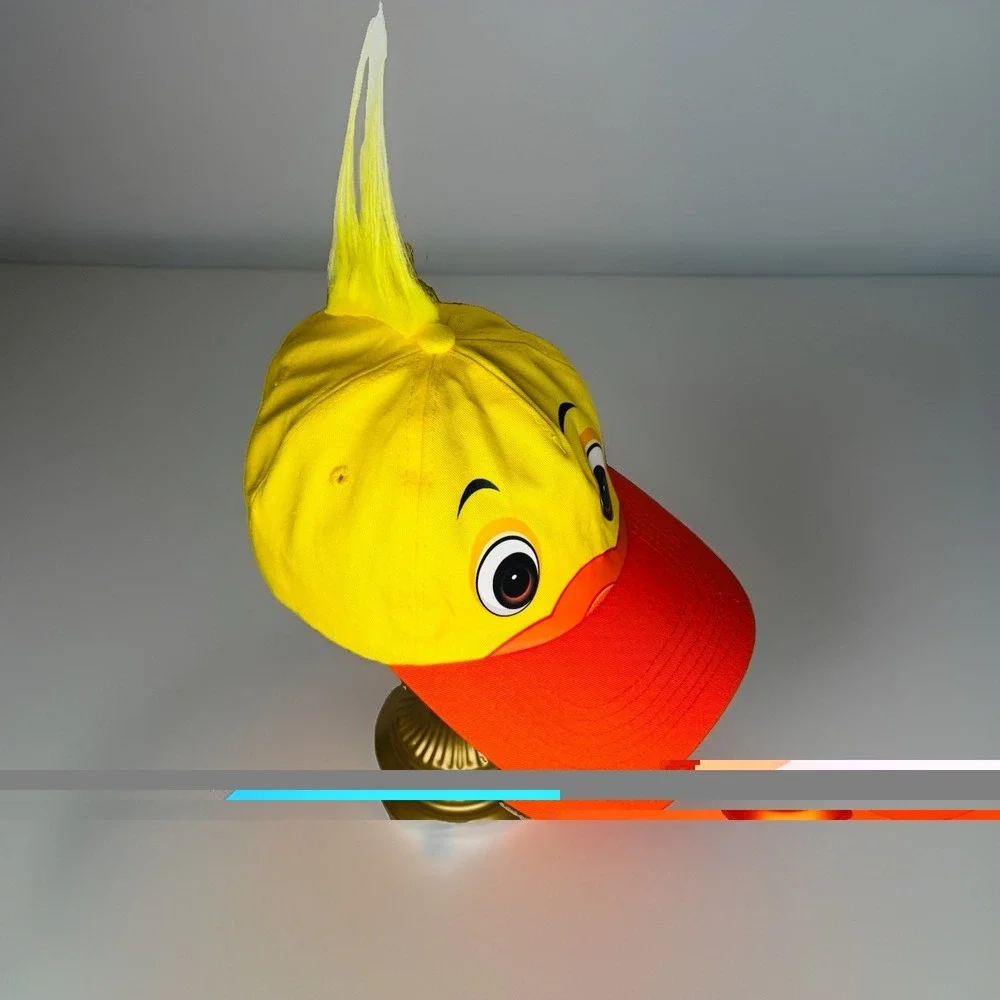 Funny Novelty Rubber Duck Hat Hair Wig Baseball Cap Cute Yellow Mascot Costume